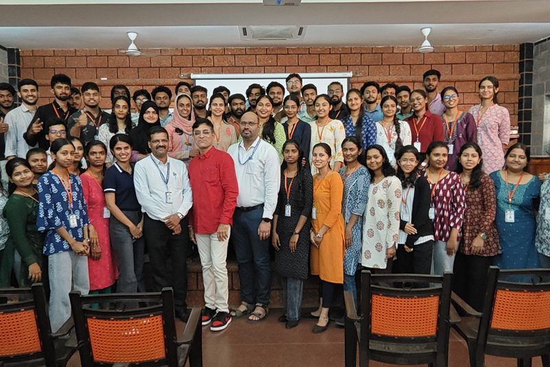 With a student cohort after a campus session